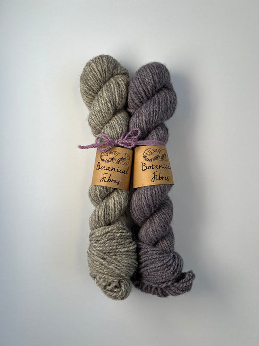 Mitred Mittens Kit - Pale Amethyst on Grey + Natural Grey