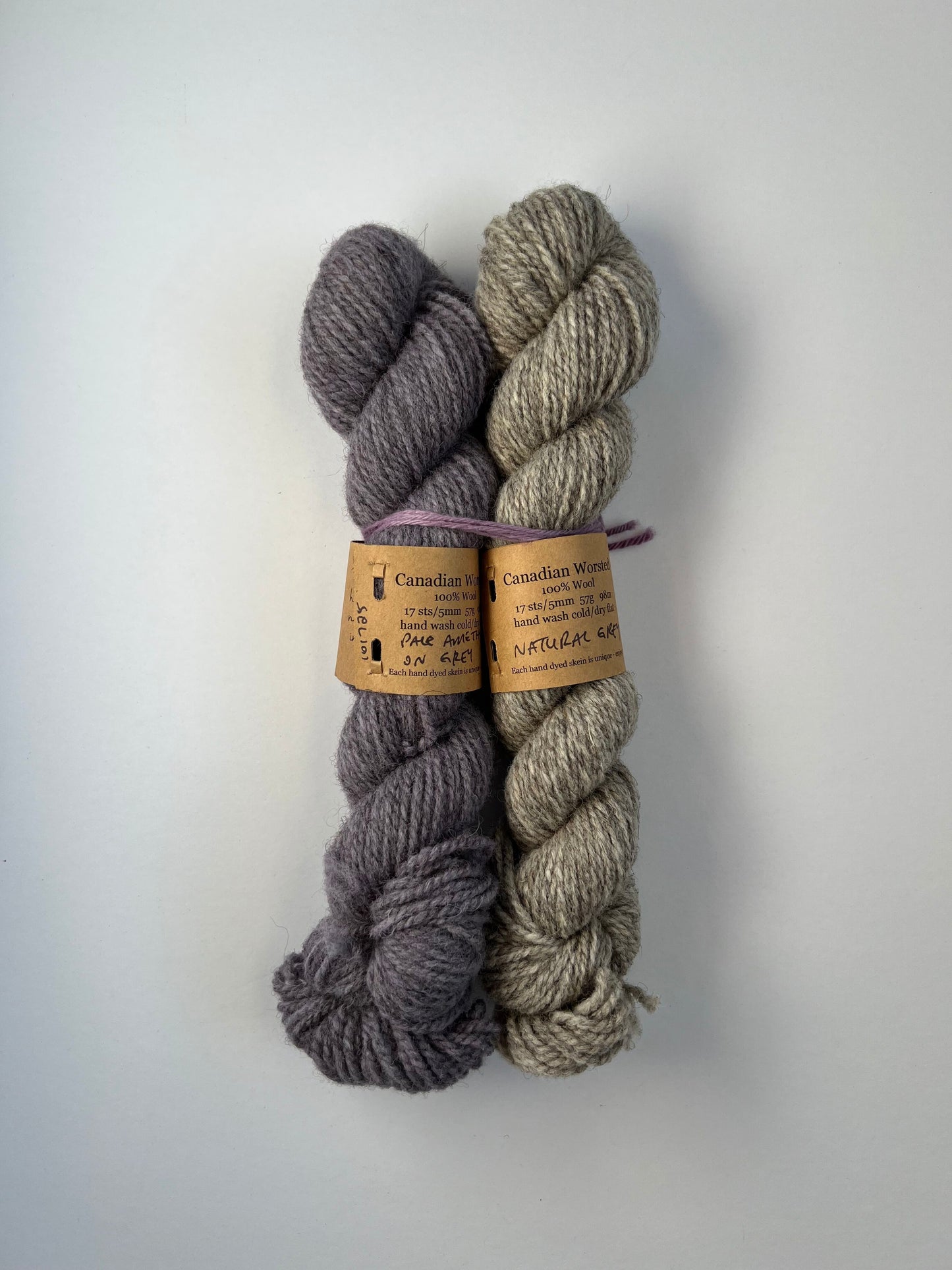 Mitred Mittens Kit - Pale Amethyst on Grey + Natural Grey