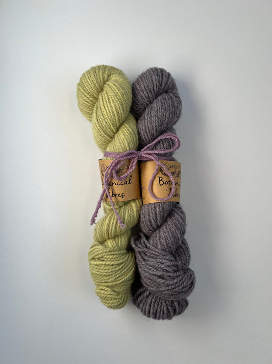 Mitred Mittens Kit - Pale Amethyst on Grey + Forest Floor