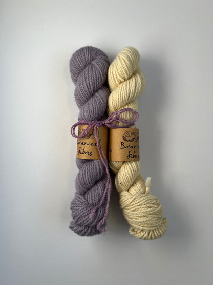 Mitred Mittens Kit - Natural White + Pale Amethyst