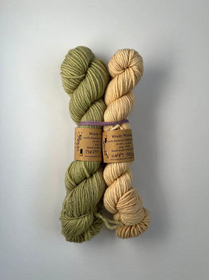 Mitred Mittens Kit - Forest Floor + Happy Yellow